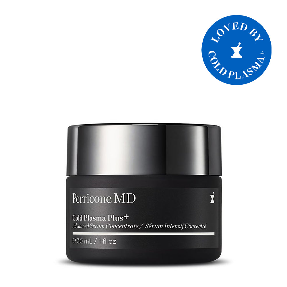 Tarro negro de Perricone MD Cold Plasma Plus+ Face, 30 ml, con una insignia azul "Loved by Cold Plasma+" en la esquina.