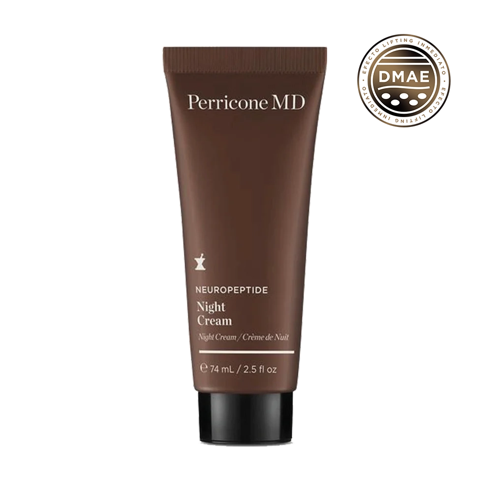 Un tubo marrón de 74 ml de Perricone MD Neuropeptide Night Cream, una crema reafirmante para arrugas profundas.