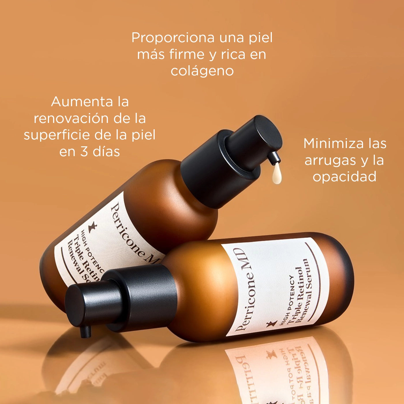 Beneficios de Perricone MD Triple Retinol Renewal Serum: piel más firme, renovación en 3 días, reducción de arrugas y opacidad