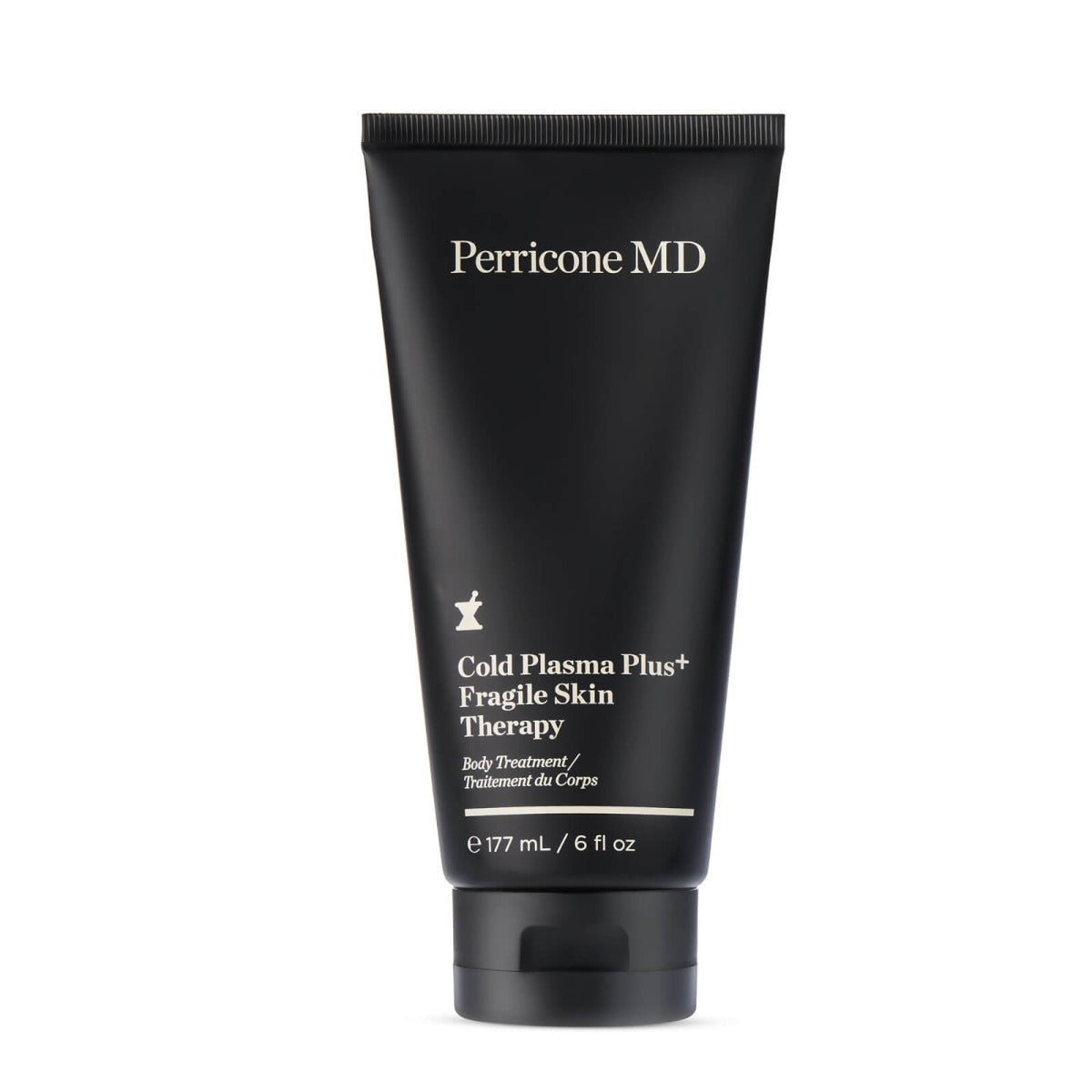 Un tubo negro de Perricone MD Cold Plasma Plus+ Fragile Skin Therapy, 177ml, para hidratación profunda y multitarea.