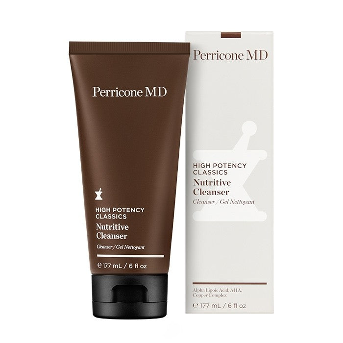 Un tubo y una caja de 177 ml de Perricone MD High Potency Classics Nutritive Cleanser, antienvejecimiento.