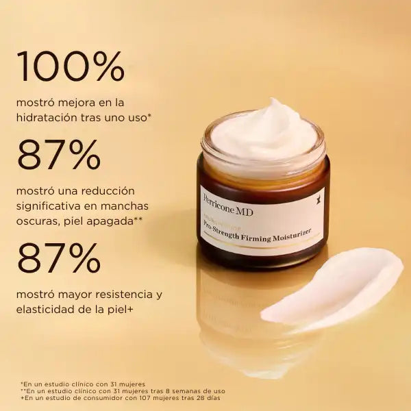 Resultados clínicos del Neuropeptide Pro-Strength Firming Moisturizer con mejora visible de firmeza, hidratación y elasticidad.
