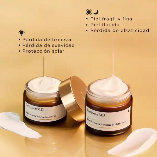 Comparativa de las hidratantes Perricone MD Neuropeptide Rejuvenating Moisturizer SPF 25 y Pro-Strength Firming Moisturizer según las necesidades de la piel.